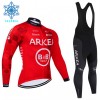 Fietskleding (Fietsshirt Lange Mouw + Lange Koersbroek) 2024 Arkea-B B Hotels Winter Thermal Fleece - Rood